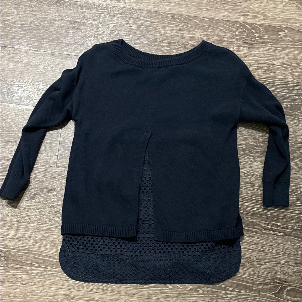 Armani Exchange Navy Blue Women's Cardigan with Eyelet Hem